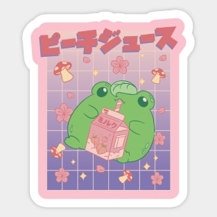 Kawaii Peach Juice Frog Sticker